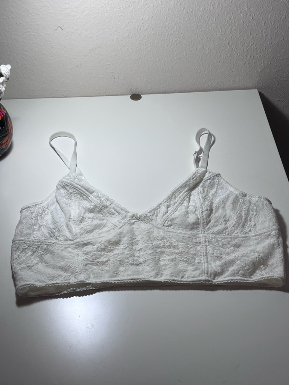 Free People White Lace Bralette with Adjustable Straps